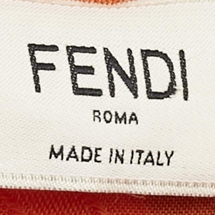 Pre Owned Fendi Multicolor/Orange Zucca Fun Fair Silk Bandeau Scarf
