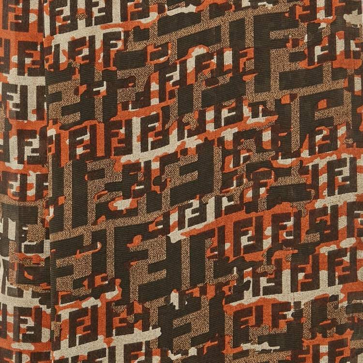 Pre Owned Fendi Brown/Multicolor Zucca Silk Stole 