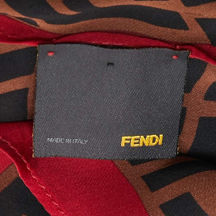 Pre Owned Fendi Brown Zucca Monogram Silk Stole 