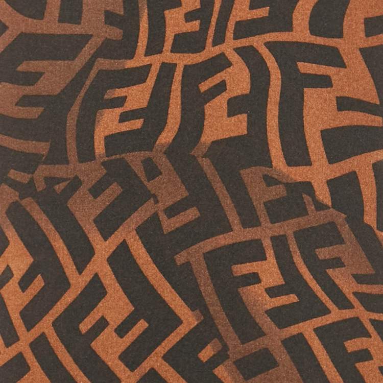Pre Owned Fendi Brown Zucca Monogram Silk Stole 