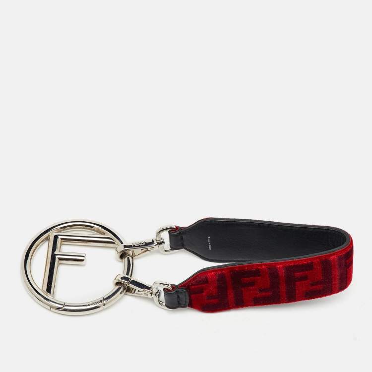 Pre Owned Fendi Red Velvet and Leather Mini Strap You Shoulder Bag Strap