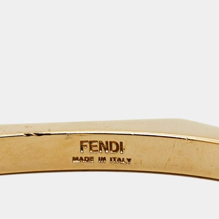 Pre Owned Fendi Baguette Two Tone Open Cuff Bracelet S