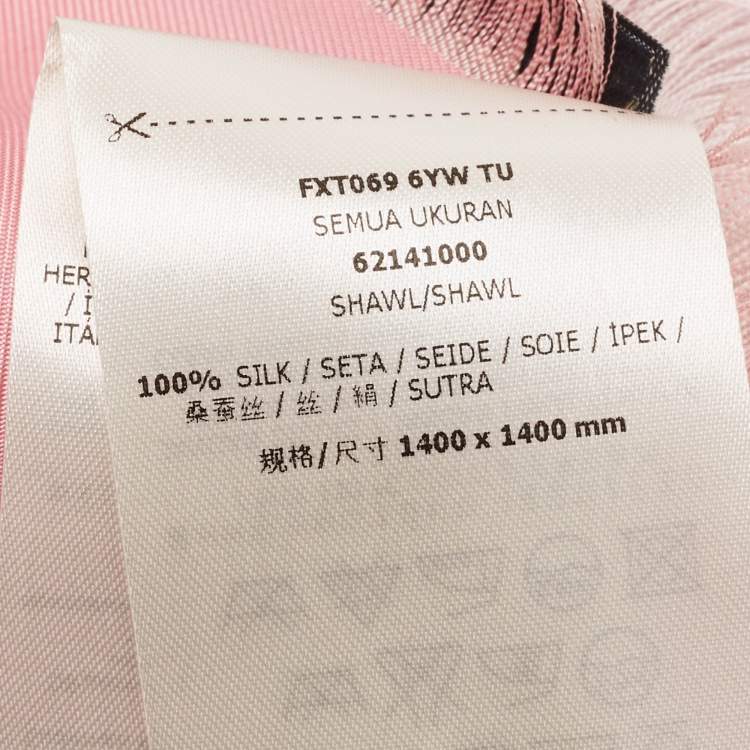 Pre Owned Fendi Pink Abstract Print Silk Scarf