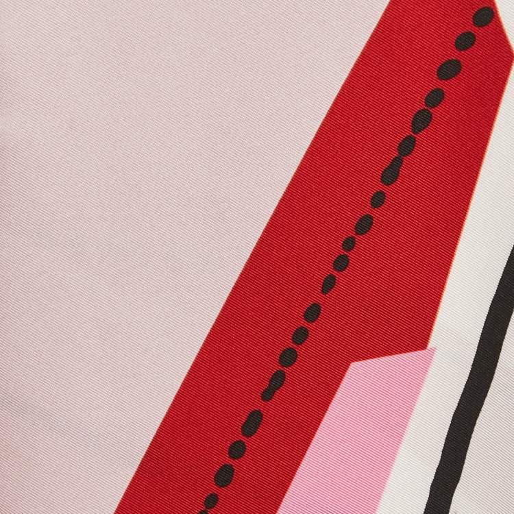 Pre Owned Fendi Pink Abstract Print Silk Scarf