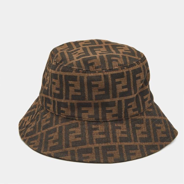 Pre Owned Fendi Vintage Brown Zucca Jacquard Bucket Hat