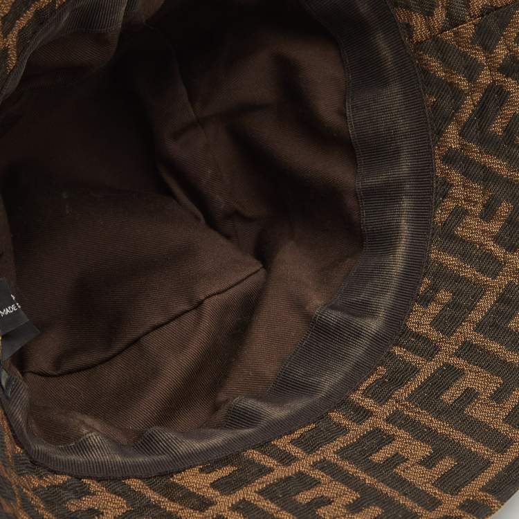 Pre Owned Fendi Vintage Brown Zucca Jacquard Bucket Hat