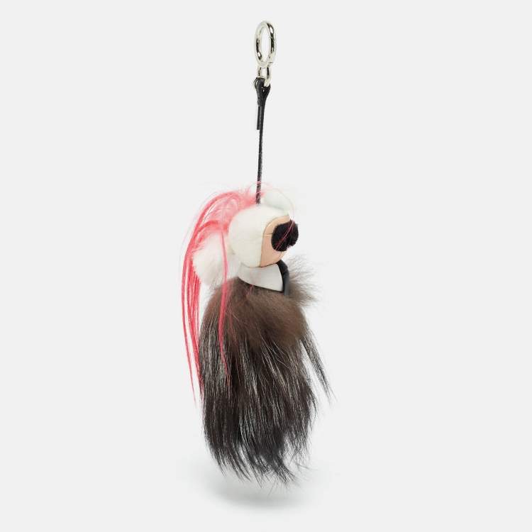 Pre Owned Fendi Multicolor Fur and Leather Karlito Bag Charm