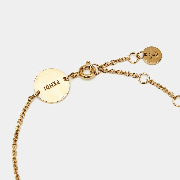 Pre Owned Fendi F is Fendi Crystal Gold Tone Bracelet
