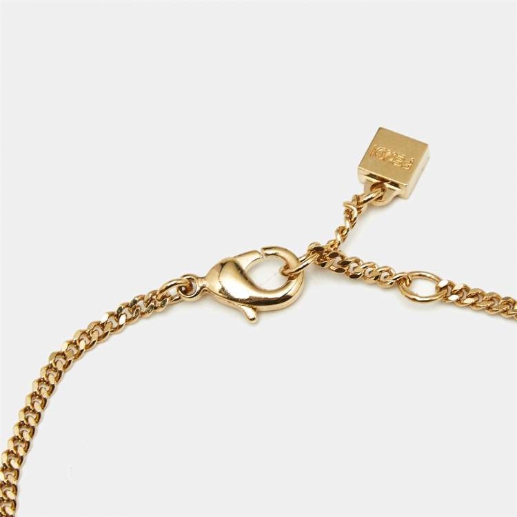 Pre Owned Fendi Blossom Resin Gold Tone Necklace
