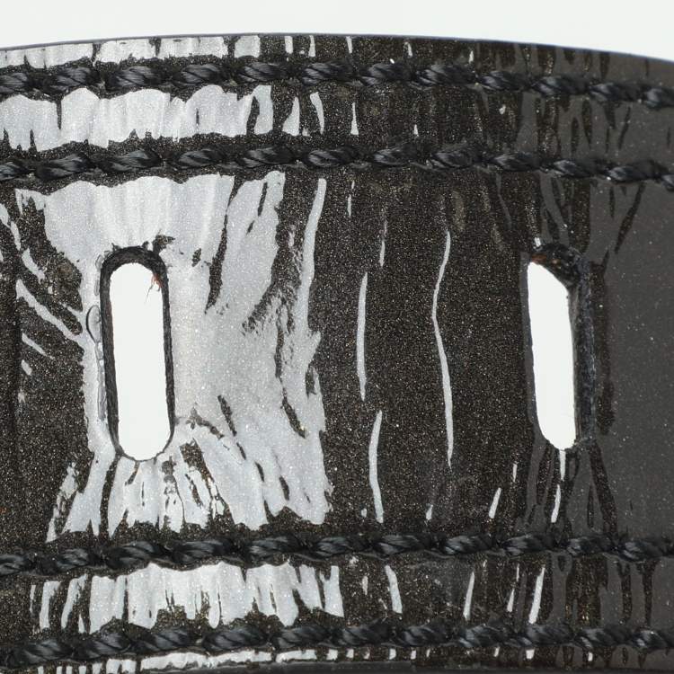 Pre Owned Fendi Green Patent Leather B Buckle Belt 95CM