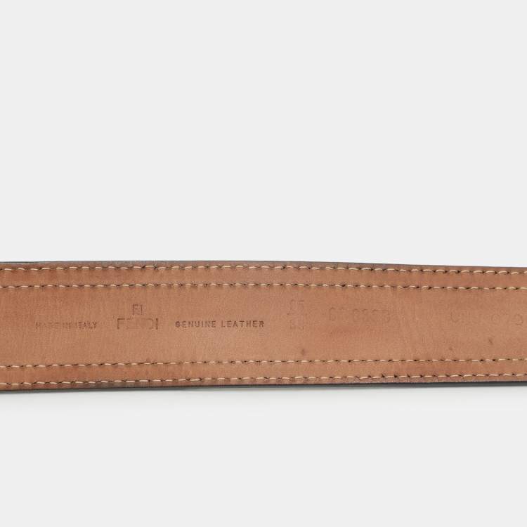 Pre Owned Fendi Green Patent Leather B Buckle Belt 95CM