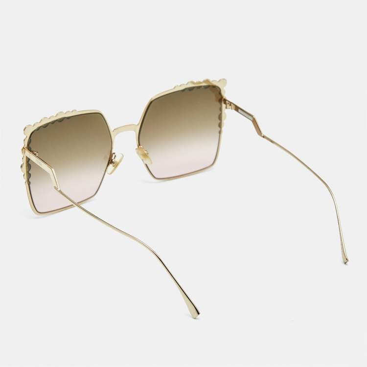 Pre Owned Fendi Brown Gradient FF 0259/S Embellished Oversized Sunglasses