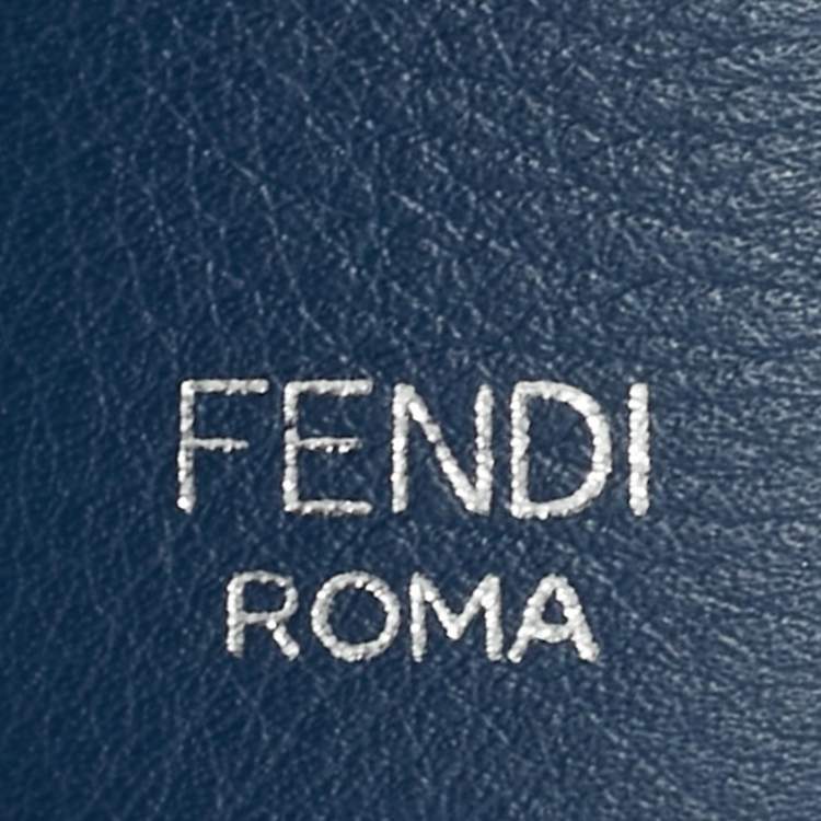 Pre Owned Fendi Blue Flowerland Leather Strap You Shoulder Strap