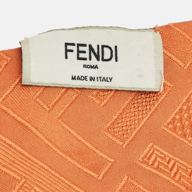 Pre Owned Fendi Orange Print Silk Wrappy Bandeau