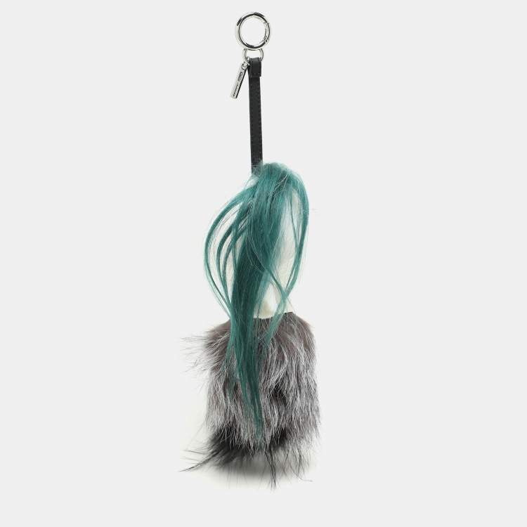 Pre Owned Fendi Multicolor Mink & Fox Fur Karlito Bag Charm