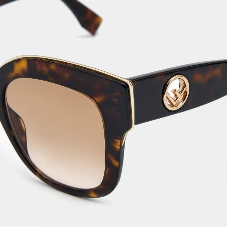 Pre Owned Fendi Tortoise Brown Brown FF 0359/S F is Fendi Square Sunglasses