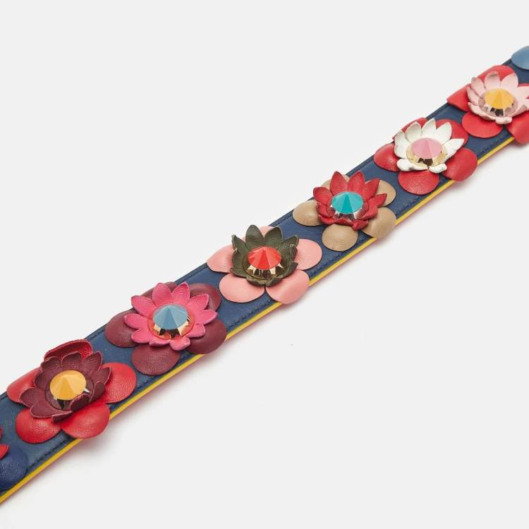 Pre Owned Fendi Multicolor Leather Flowerland Strap You Shoulder Bag Strap