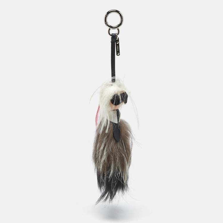 Pre Owned Fendi Multicolor Fur and Leather Karlito Bag Charm