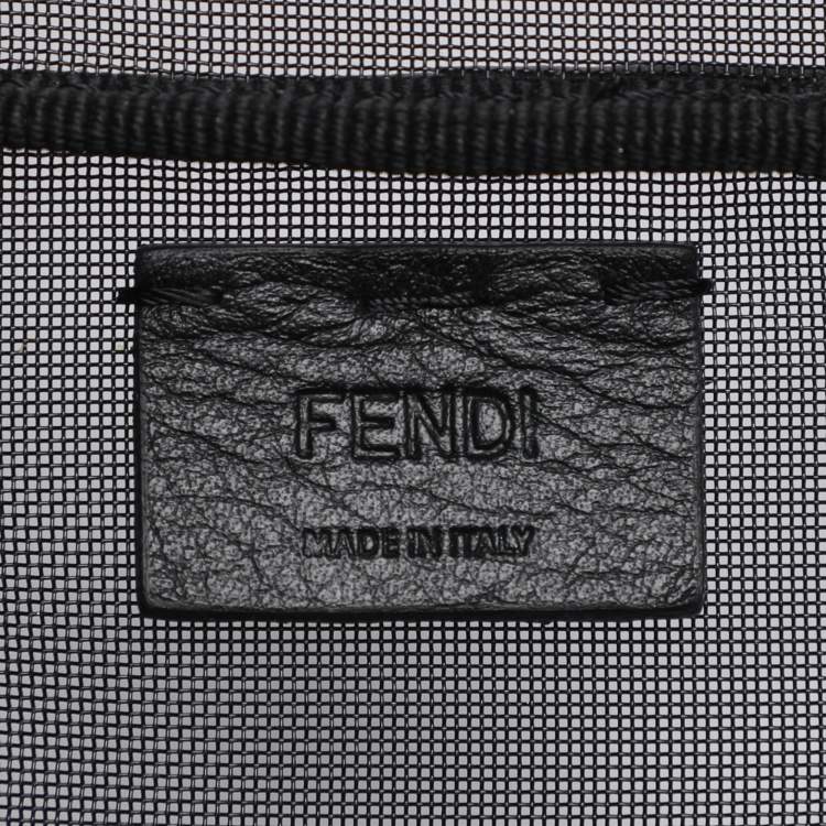 Pre Owned Fendi Black Mesh Logo Cosmetic Case