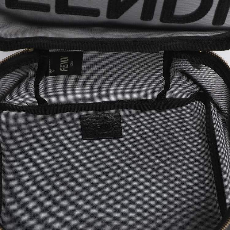 Pre Owned Fendi Black Mesh Logo Cosmetic Case