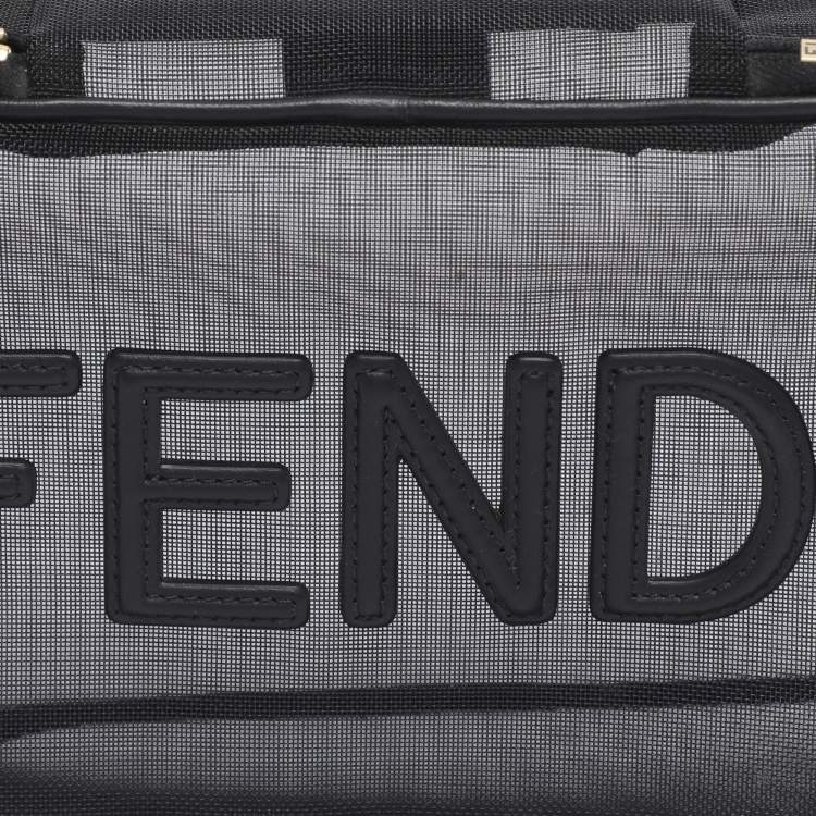 Pre Owned Fendi Black Mesh Logo Cosmetic Case