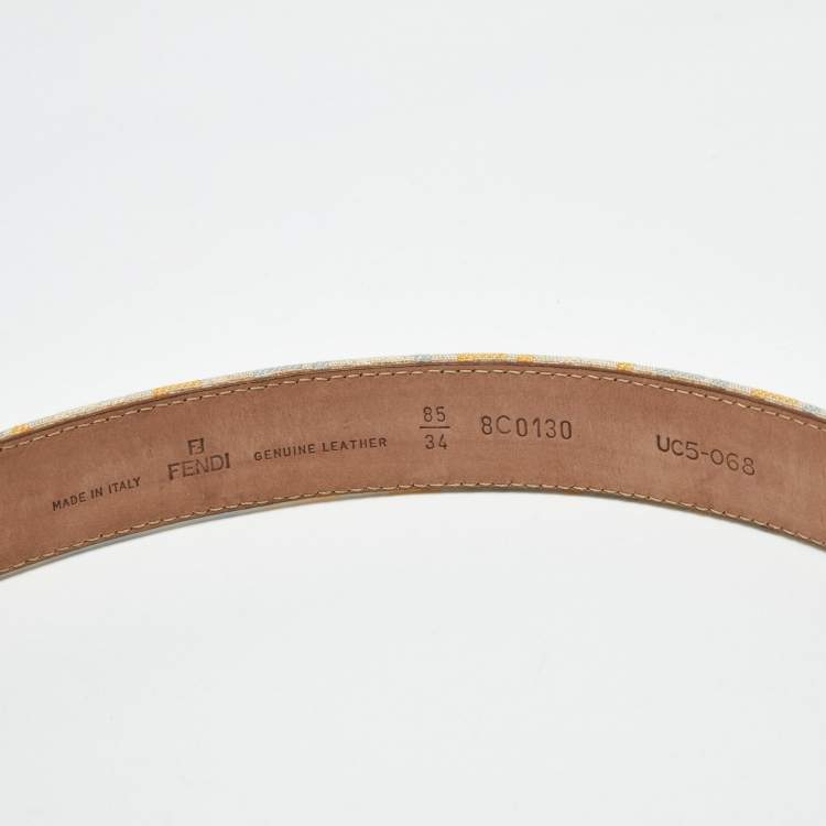 Pre Owned Fendi Multicolor Zucchino Canvas FF Buckle Belt 85 CM
