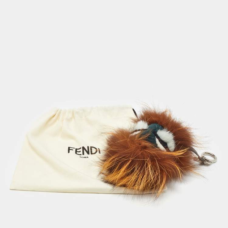 Pre Owned Fendi Multicolor Fox Mink Rabbit Fur Flamingo Kooky Monster Bug Bag Charm
