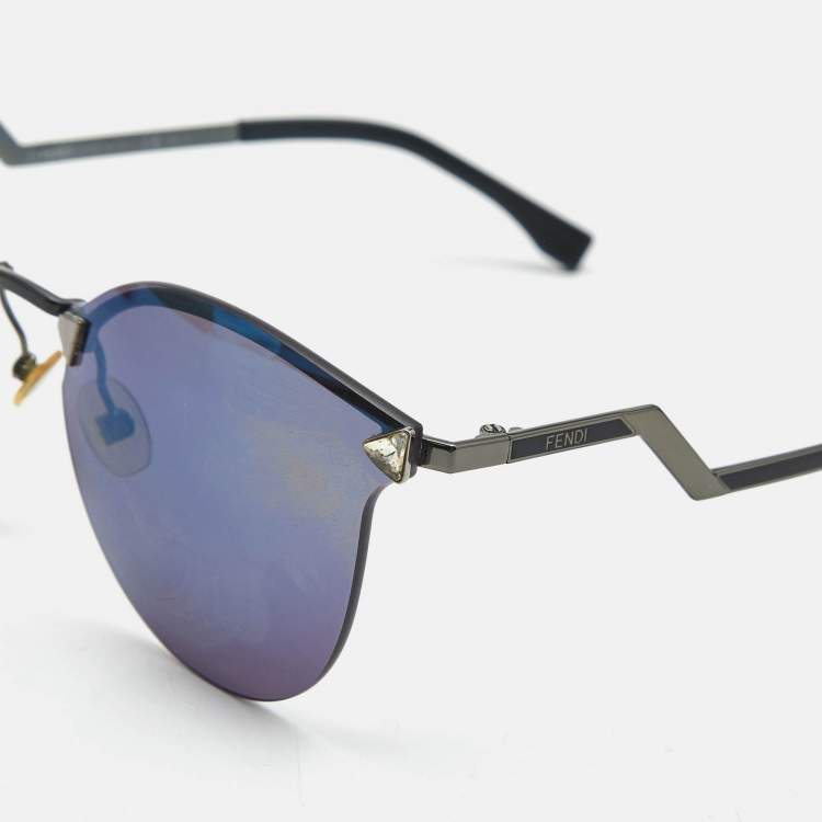 Pre Owned Fendi Black FF0040/S Embellished Cat Eye Sunglasses