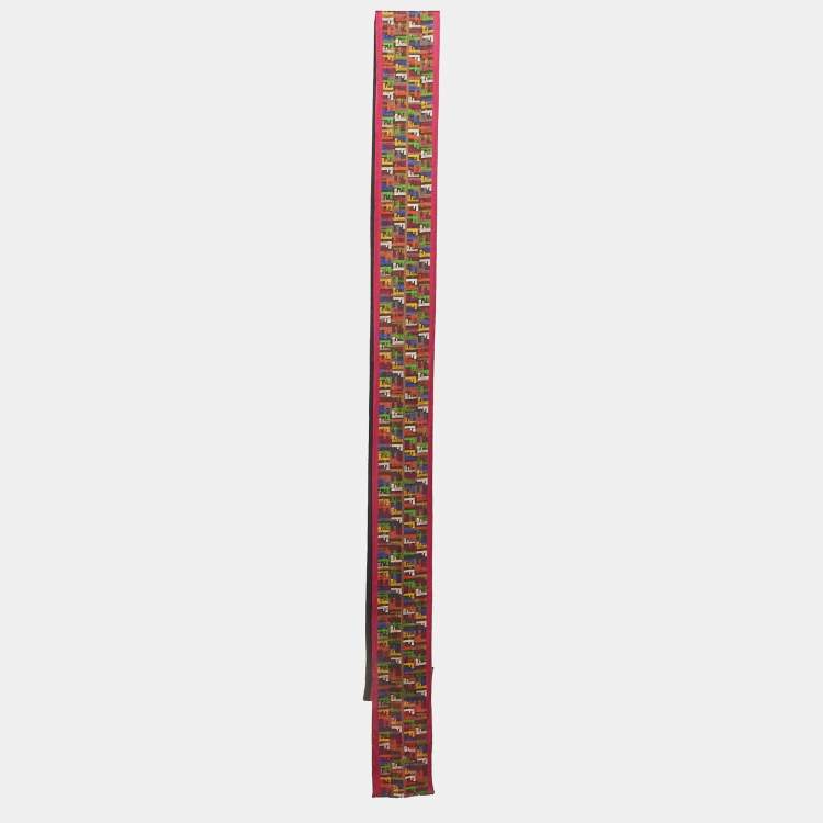 Pre Owned Fendi Multicolor Zuchino Pint Silk Bandeau Scarf