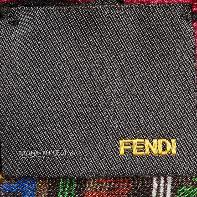 Pre Owned Fendi Multicolor Zuchino Pint Silk Bandeau Scarf