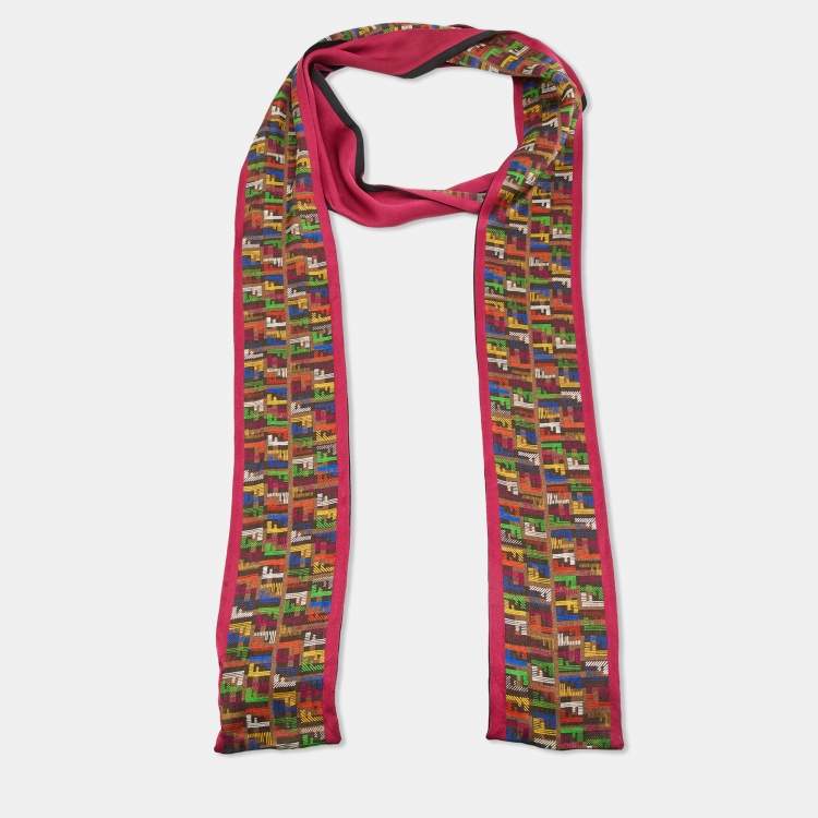 Pre Owned Fendi Multicolor Zuchino Pint Silk Bandeau Scarf