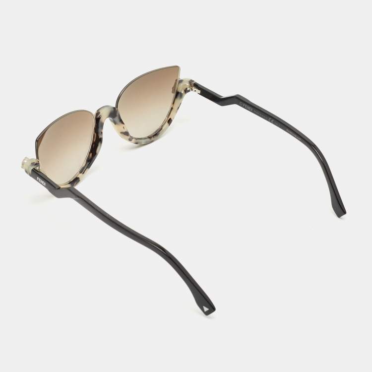 مملوكة مسبقًا Fendi Brown Gradient FF 0138/S Blink Half Rimless Cat Eye Sunglasses