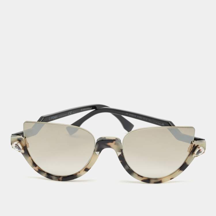 مملوكة مسبقًا Fendi Brown Gradient FF 0138/S Blink Half Rimless Cat Eye Sunglasses