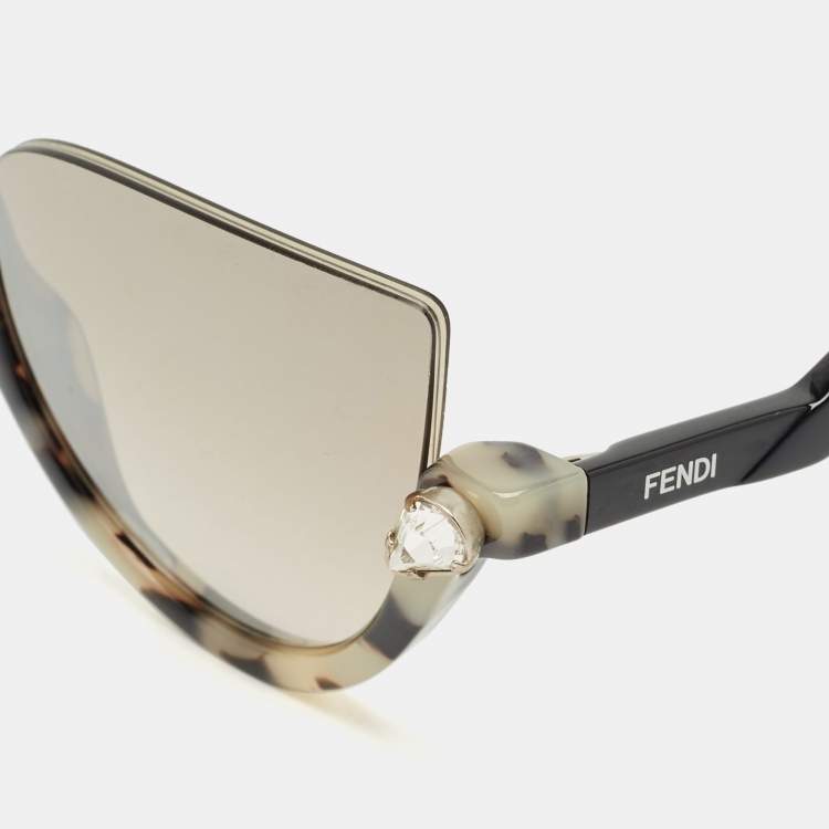 مملوكة مسبقًا Fendi Brown Gradient FF 0138/S Blink Half Rimless Cat Eye Sunglasses