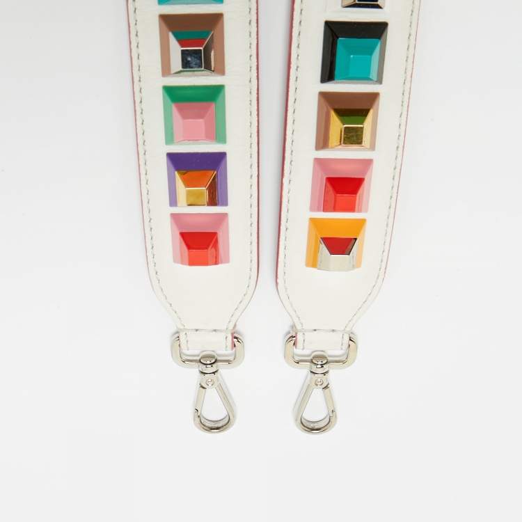 Pre Owned Fendi Multicolor Leather Studded Strap You Shoulder Bag Strap