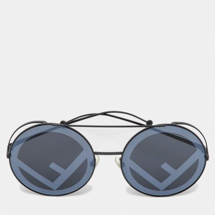 Pre Owned Fendi Black FF 0285/S F is for Fendi Round Sunglasses