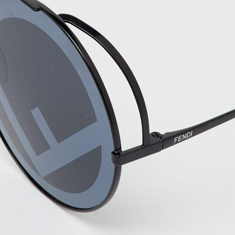 Pre Owned Fendi Black FF 0285/S F is for Fendi Round Sunglasses