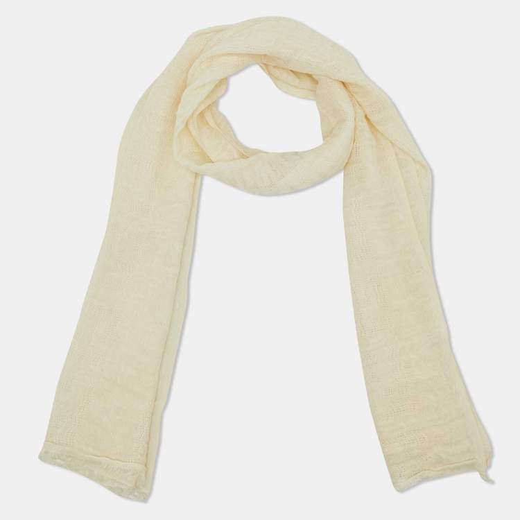 Pre Owned Fendi Cream Cotton & Linen Stole 