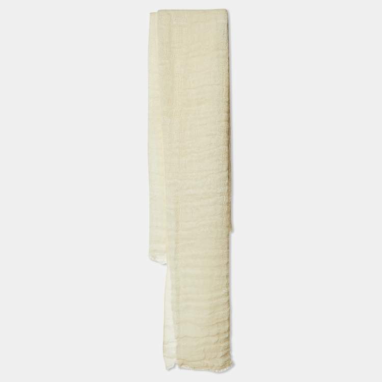 Pre Owned Fendi Cream Cotton & Linen Stole 