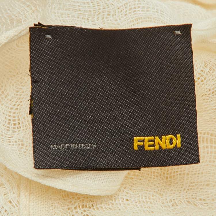 Pre Owned Fendi Cream Cotton & Linen Stole 