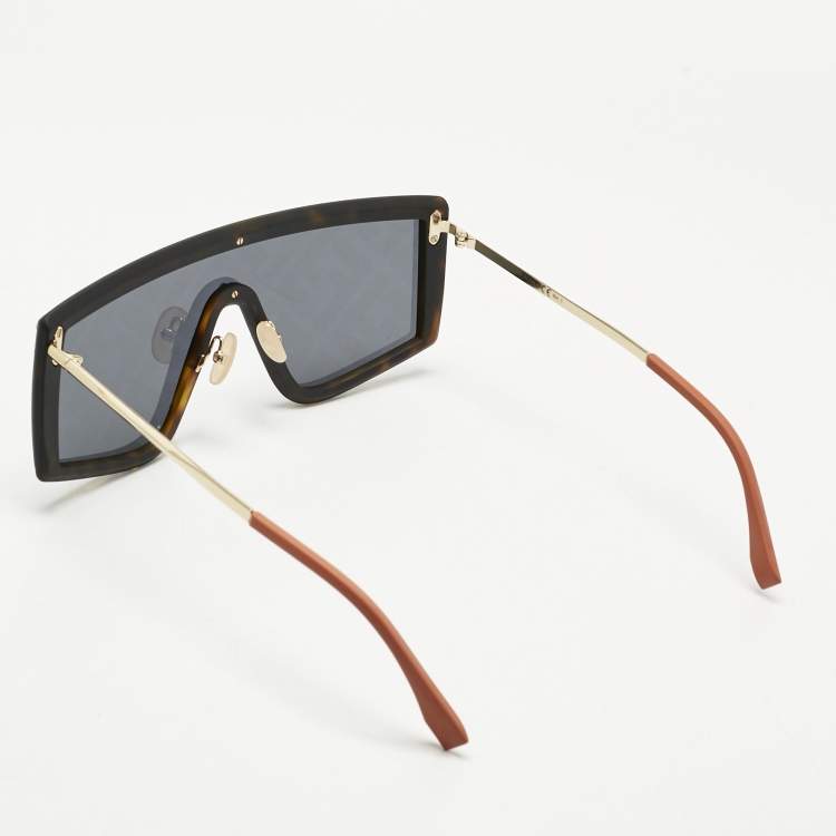 Pre Owned Fendi Brown/Black FF M0076/G/S Shield Sunglasses