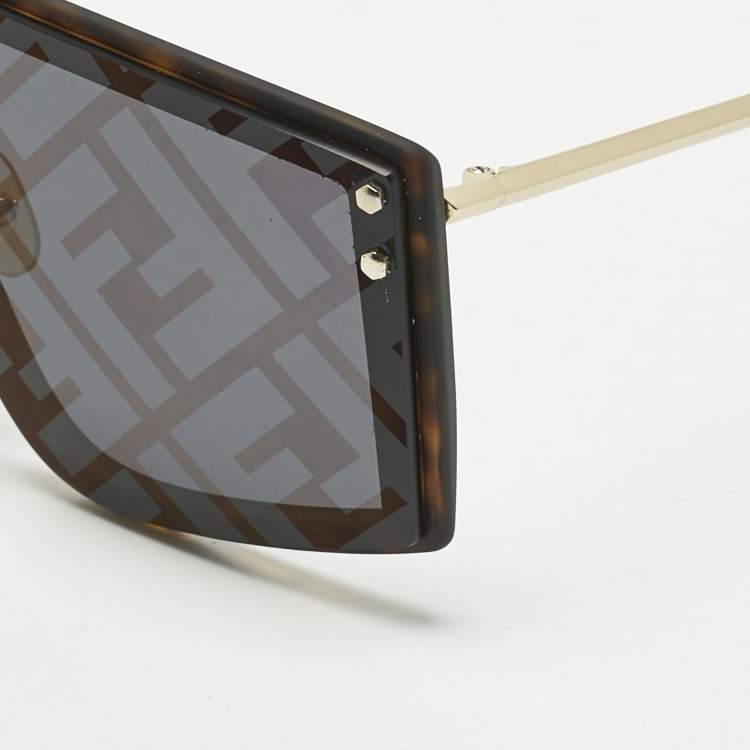 Pre Owned Fendi Brown/Black FF M0076/G/S Shield Sunglasses