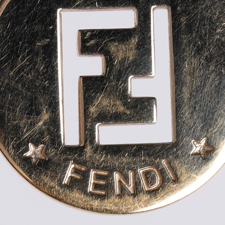 Pre Owned Fendi Gold Tone Hardware FF Identification Pendant Necklace 