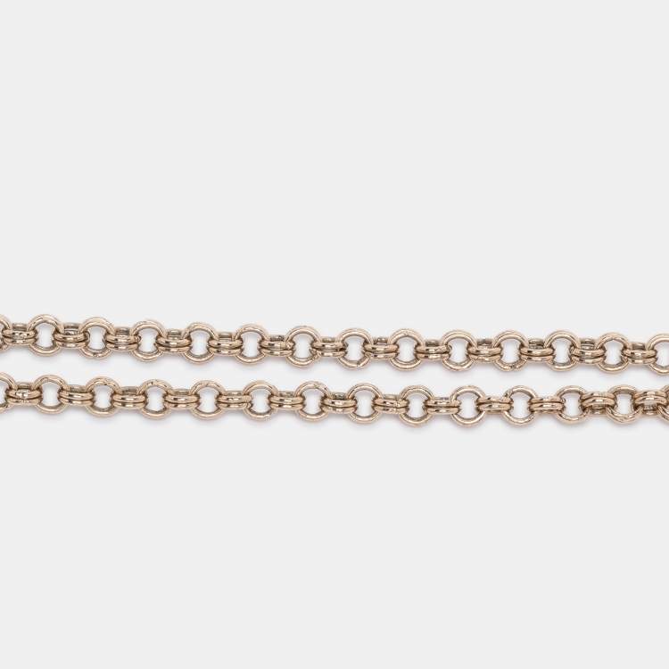 Pre Owned Fendi Gold Tone Hardware FF Identification Pendant Necklace 