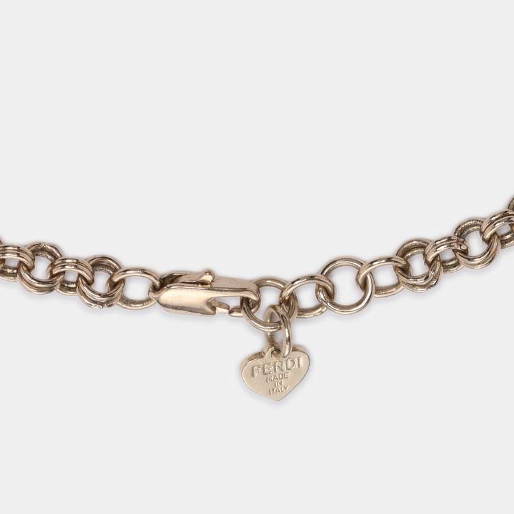 Pre Owned Fendi Gold Tone Hardware FF Identification Pendant Necklace 