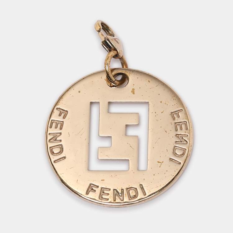 Pre Owned Fendi Gold Tone Hardware FF Identification Pendant