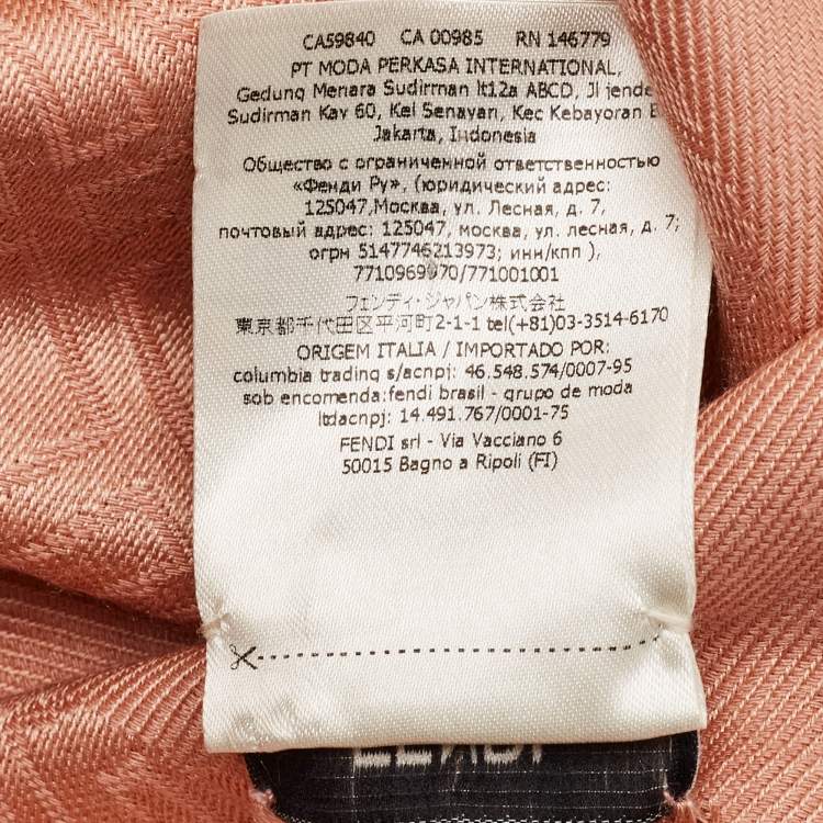 Pre Owned Fendi Pink Zucca Silk and Wool Fur Trimmed Shawl 