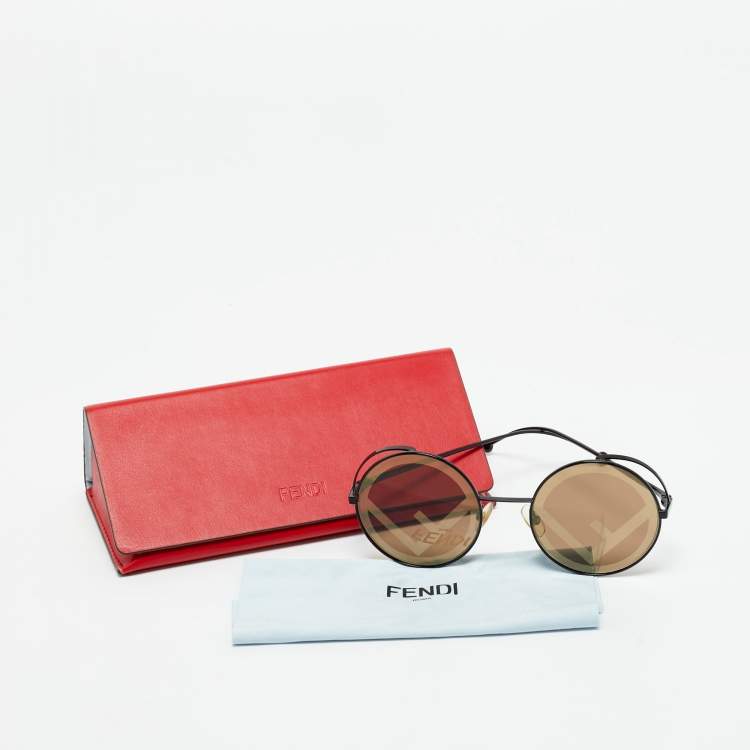 Pre Owned Fendi Brown/Black FF 0343/S Round Sunglasses