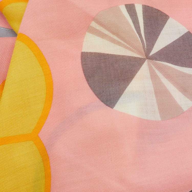 Pre Owned Fendi Multicolor Jewel Eyes Print Wool and Cashmere Scarf