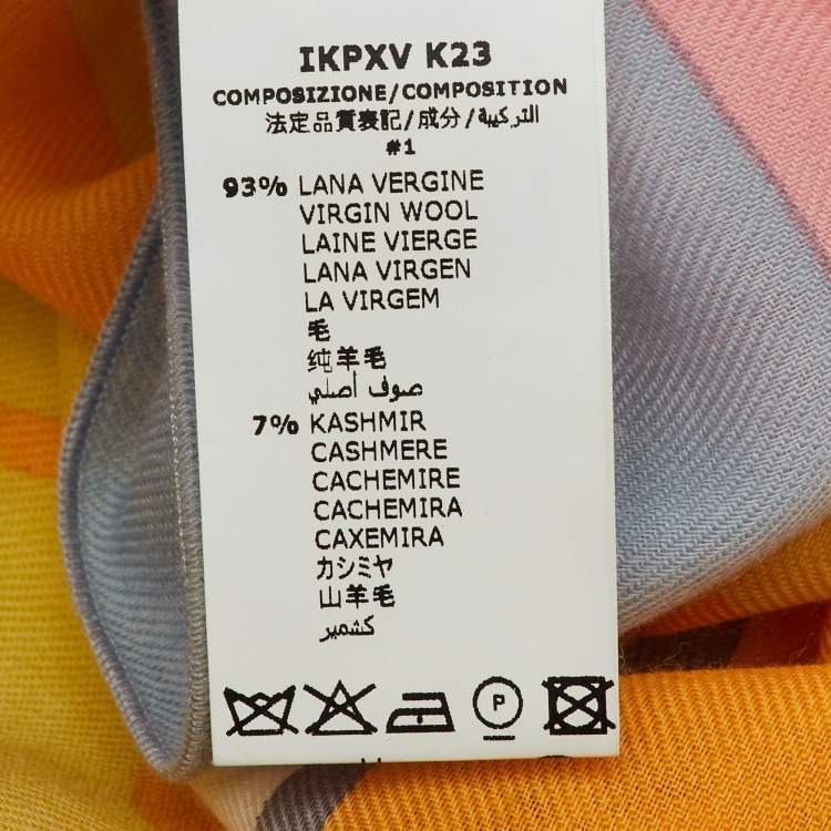 Pre Owned Fendi Multicolor Jewel Eyes Print Wool and Cashmere Scarf